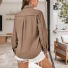 Jean Shirts for Women Denim Button Down Long Sleeve Western Blouse Chambray Casual Collared Denim Tops Camel S